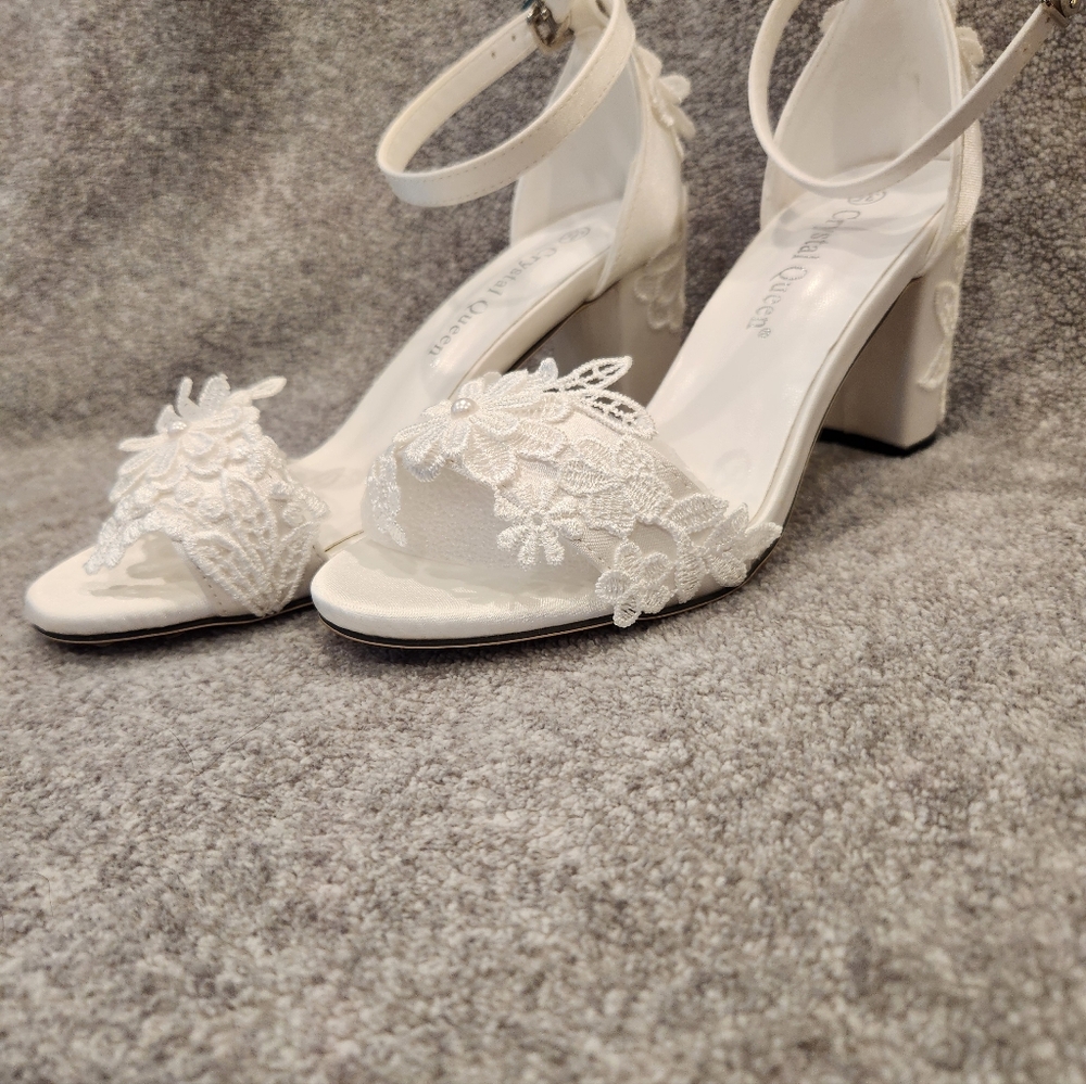 Crystal Queen Ivory Heels